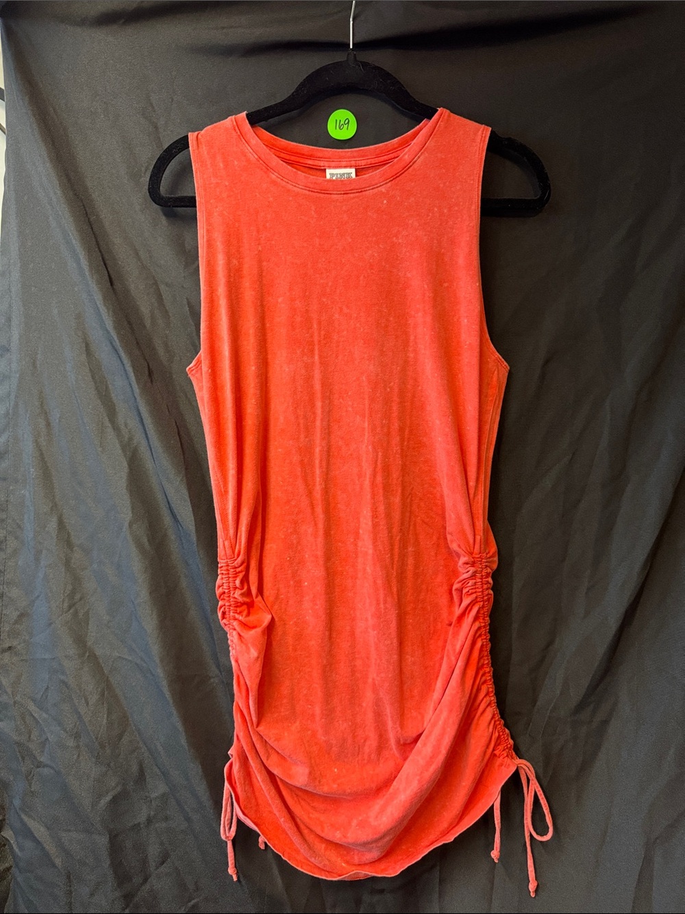 PINK Victoria's Secret Coral-Red Ruched Tank Dress